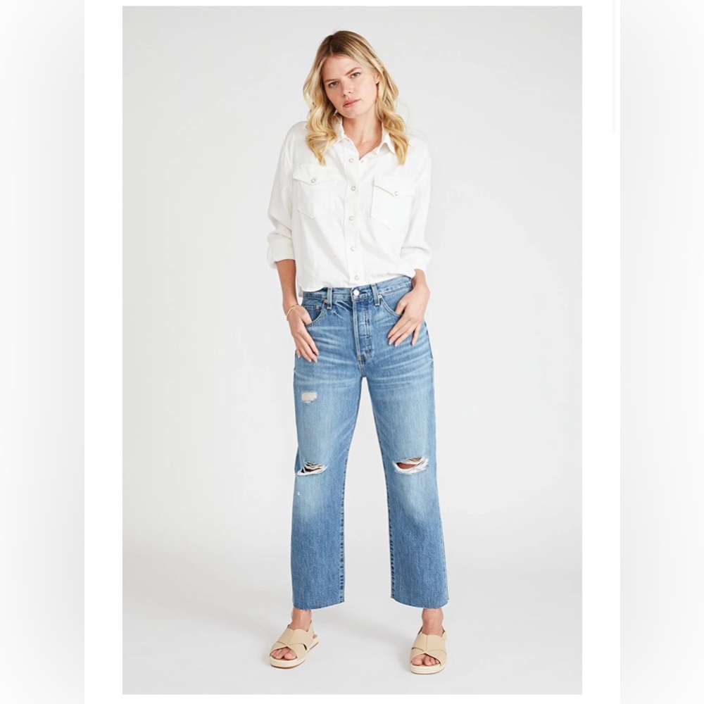 NWOT ÉTICA Denim Tyler Vintage Straight Ankle Denim Jeans Pants in Fleetwood